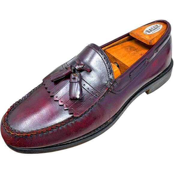 Vintage Hanover 2571 Oxblood Leather Tassel Kiltie Loafers - Picture 2 of 9